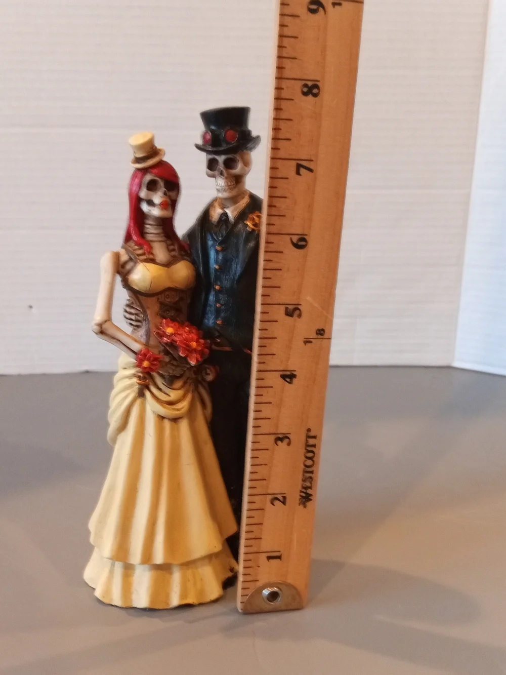 Love Never Dies Socialite Steampunk Skeleton Couple Wedding Figureine